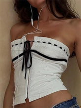 Tube Y2K Off Shoulder Sexy Sleeveless Busiters Top Fairy Grunge Front Tie-up Mini Vest  Crop Tops
